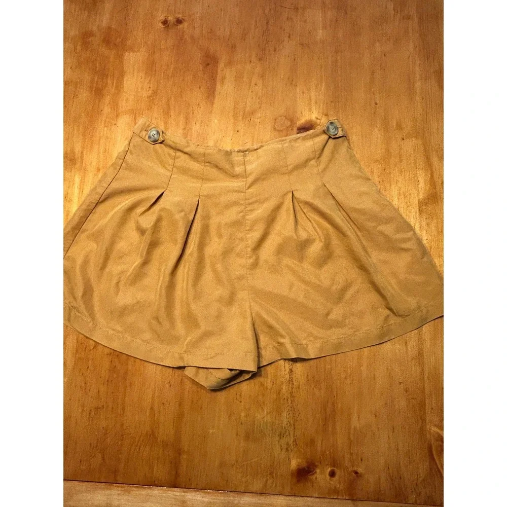 Urban Outfitters Boho Preppy Indie Mustard Yellow Pleated High Waisted Shorts